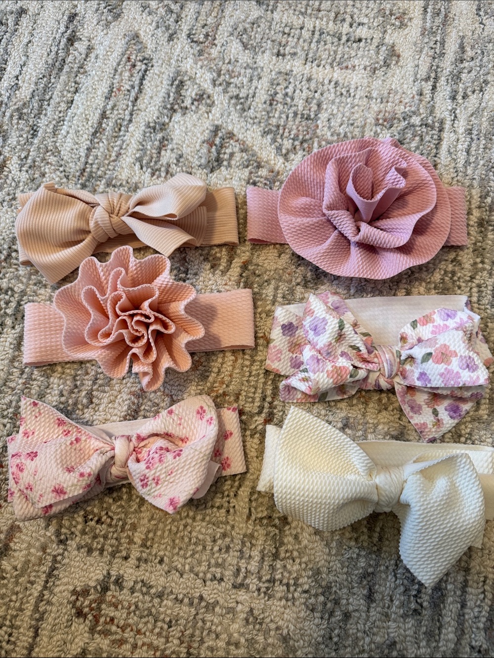 Assorted Pink & Cream Floral Kids Headband Set